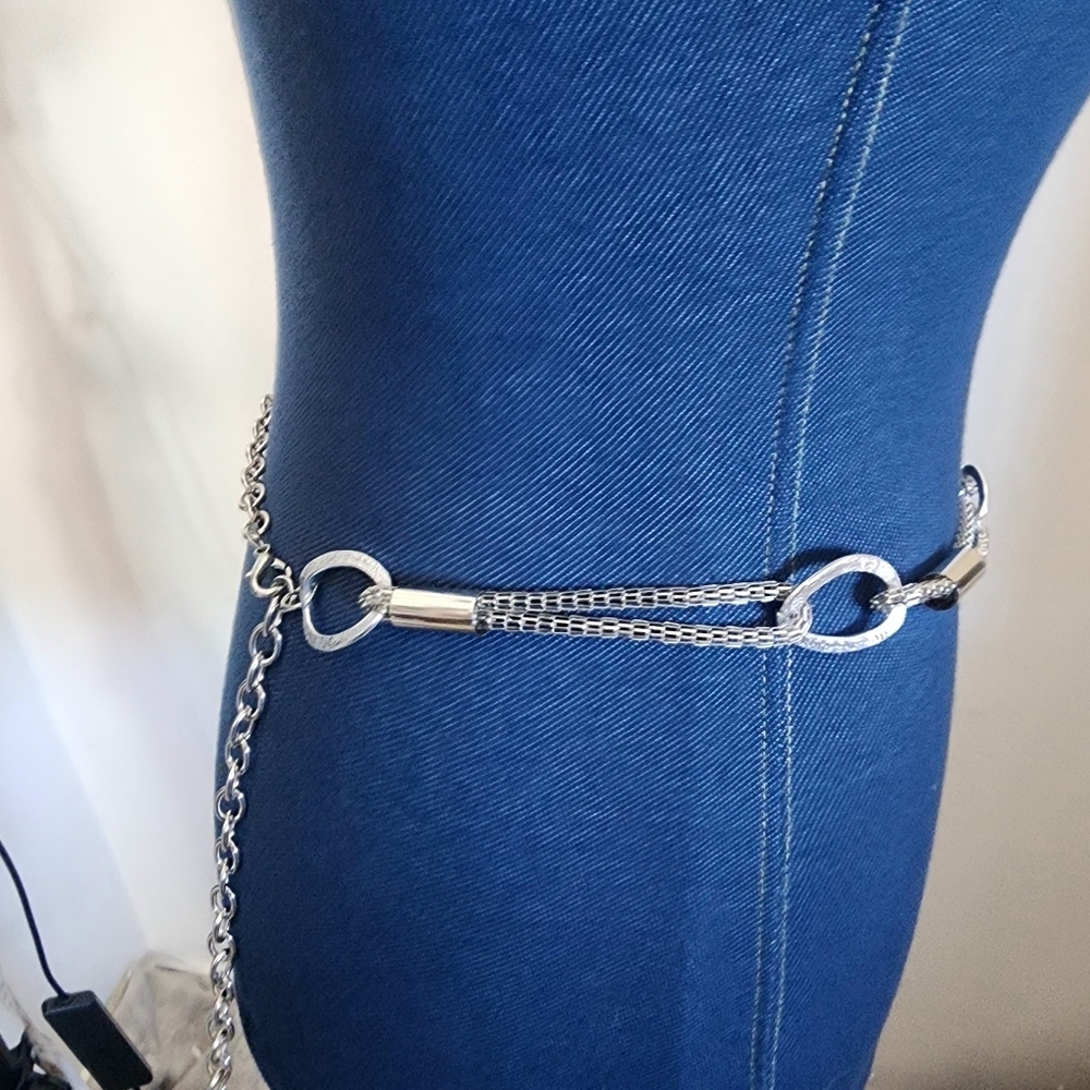 Silver Mesh Loop Adjustable Chain Belt - Picture 4 of 9